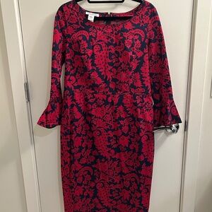 Oscar de la Renta Floral Midi Dress – Workwear Elegance Size 14